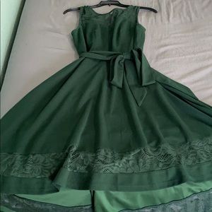 Forest green mid length dress